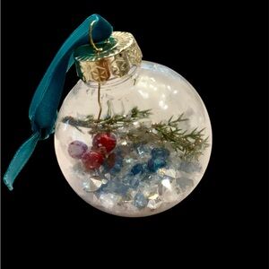 Handmade Teal WILL NOT BREAK Elegant Holiday Ornament with Red and Blue Accents